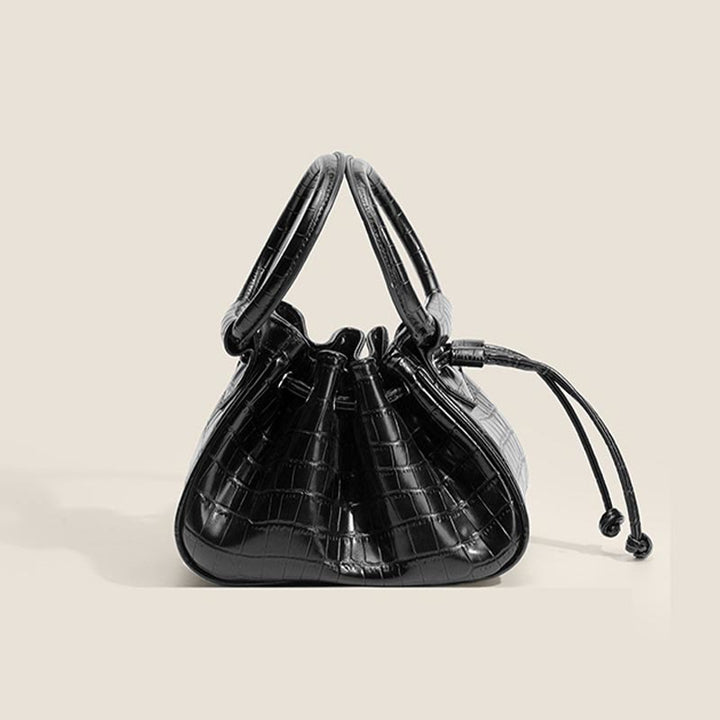 Handtasche für Damen, Nischenring, Vintage-Falte, Kordelzug, Umhängetasche