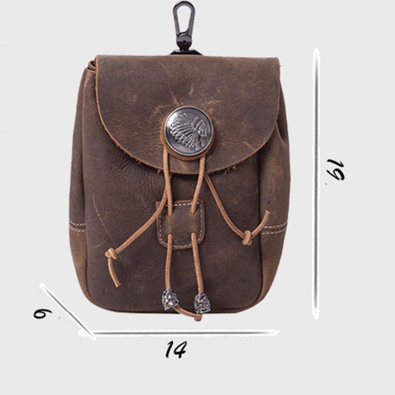 Echtes Leder Kordelzug Beutel Handtasche Hüfttasche Tragbare Brieftasche Gürteltasche