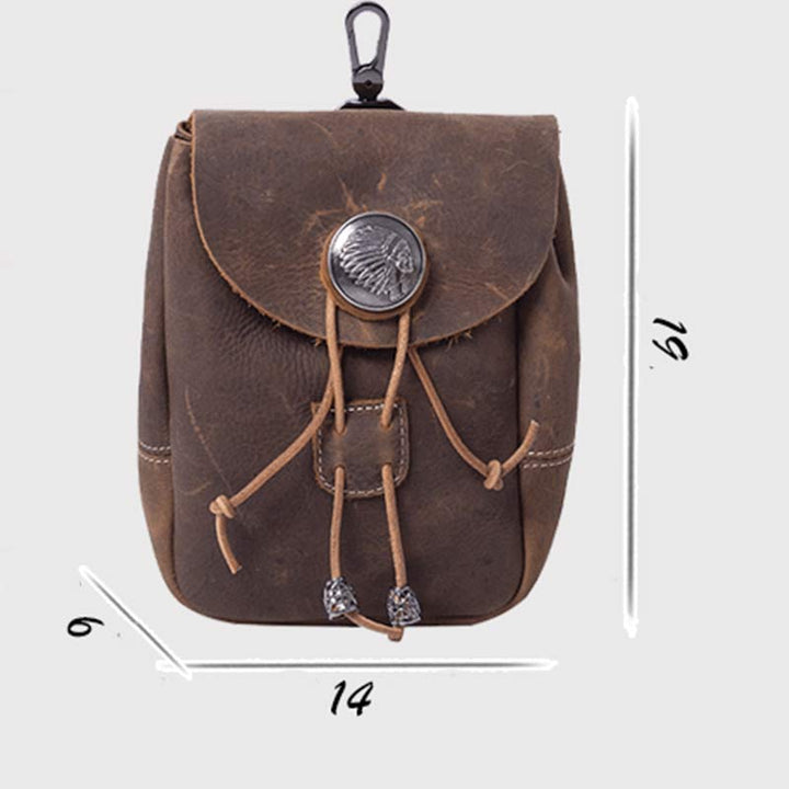 Echtes Leder Kordelzug Beutel Handtasche Hüfttasche Tragbare Brieftasche Gürteltasche