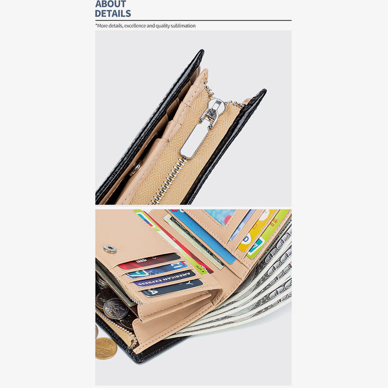 Herren Kurze Brieftasche Für Business Retro Multifunktions Leder Geldbörse