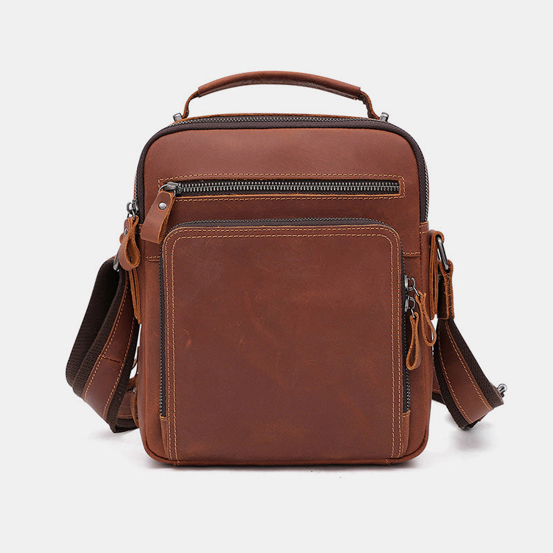 Kleine Umhängetasche für Herren, mehrere Taschen, echtes Leder, Umhängetasche