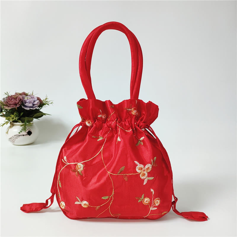 Clutch mit Blumenmuster und Kordelzug, Beuteltasche, Handtasche, Partytasche