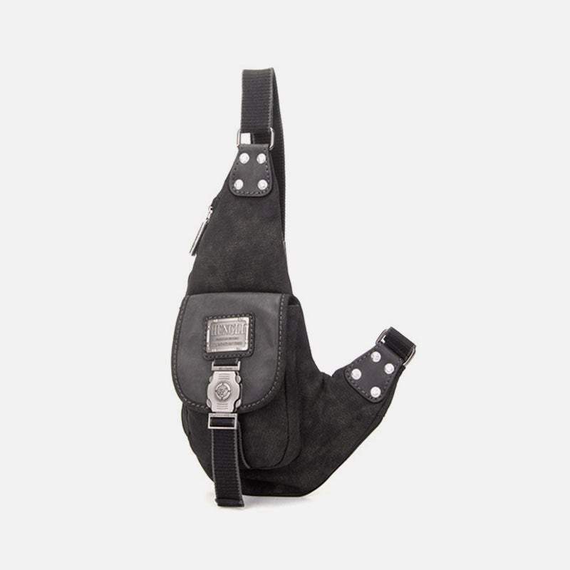 Multifunktionale Canvas-Brusttasche für Herren, Freizeit-Umhängetasche