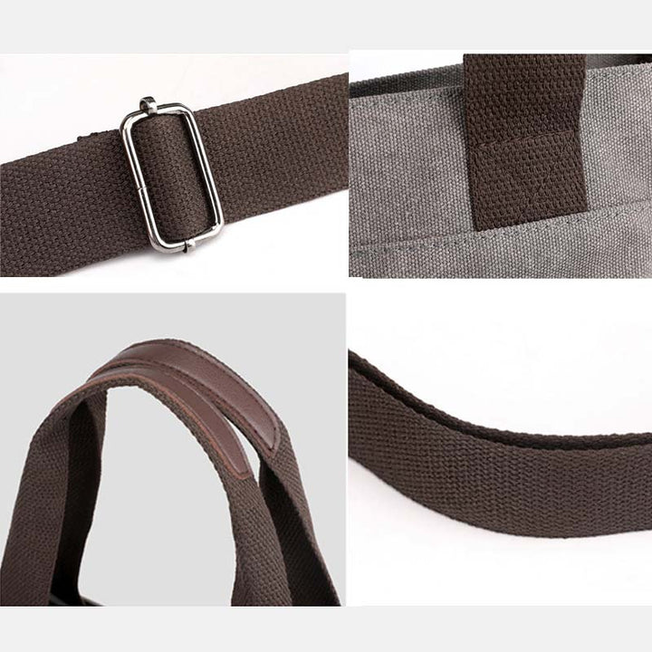Damen Handtasche aus Canvas mit Griff und mehreren Taschen, Umhängetasche, Schultertasche, Tote, Geldbörse