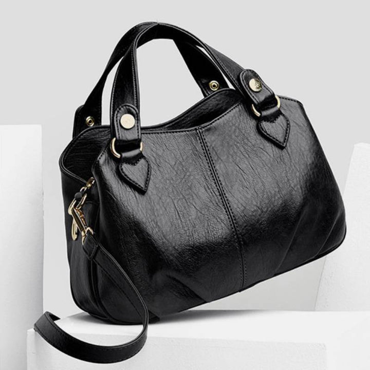 Damen Dreifach-Umhängetasche aus Leder mit Henkel oben, Umhängetasche, Handtasche