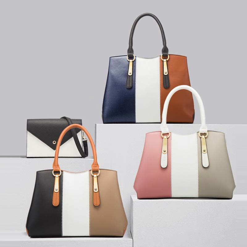 Taschenset in Kontrastfarbe für Damen, schlichte, elegante Damentasche
