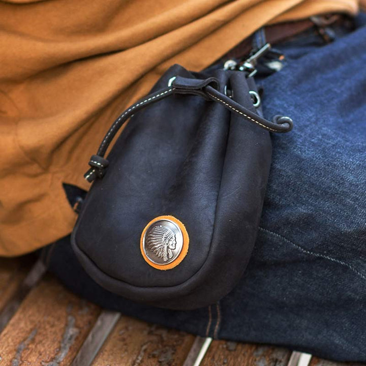 Retro Unisex Hüfttasche Kleine Kordelzug Leder Gürteltasche