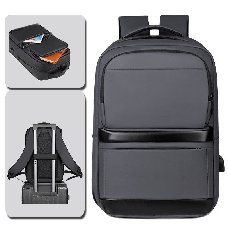 Sanfter Rucksack für Männer mit USB-Ladefunktion, große Business-Laptoptasche