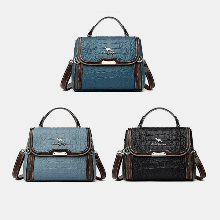 Handtasche mit Krokodil-Print für Damen, geräumige Umhängetasche aus PU-Leder