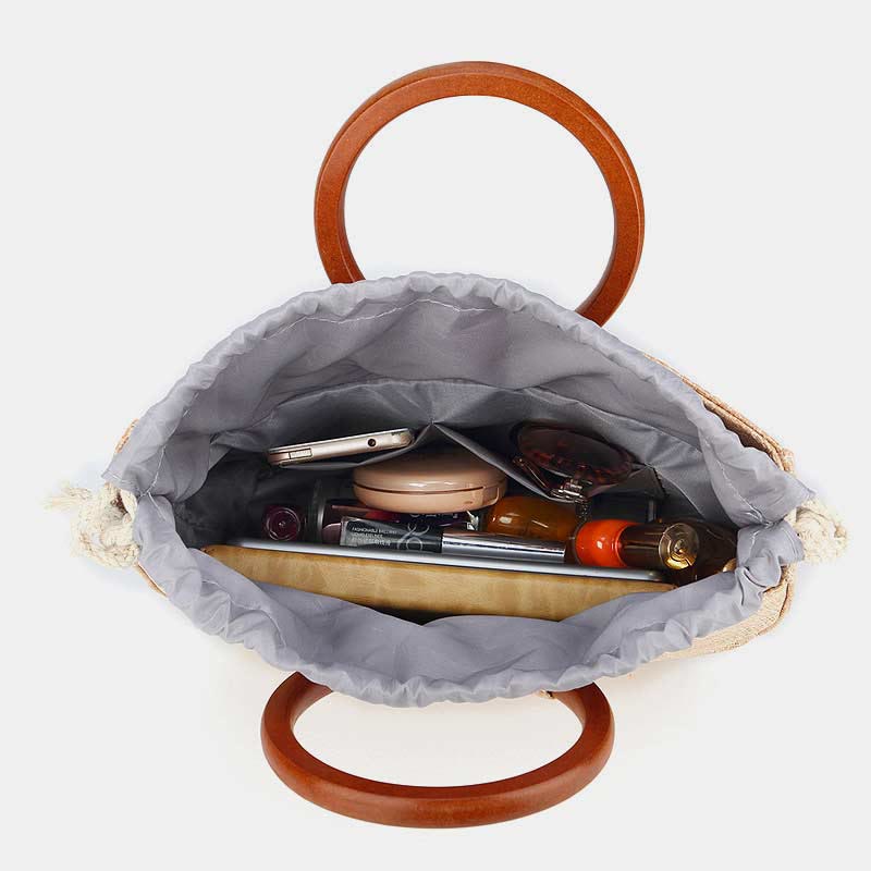 Umhängetasche für Damen, Bohemian-Stil, für Reisen und Strand, Stroh-Schultertasche