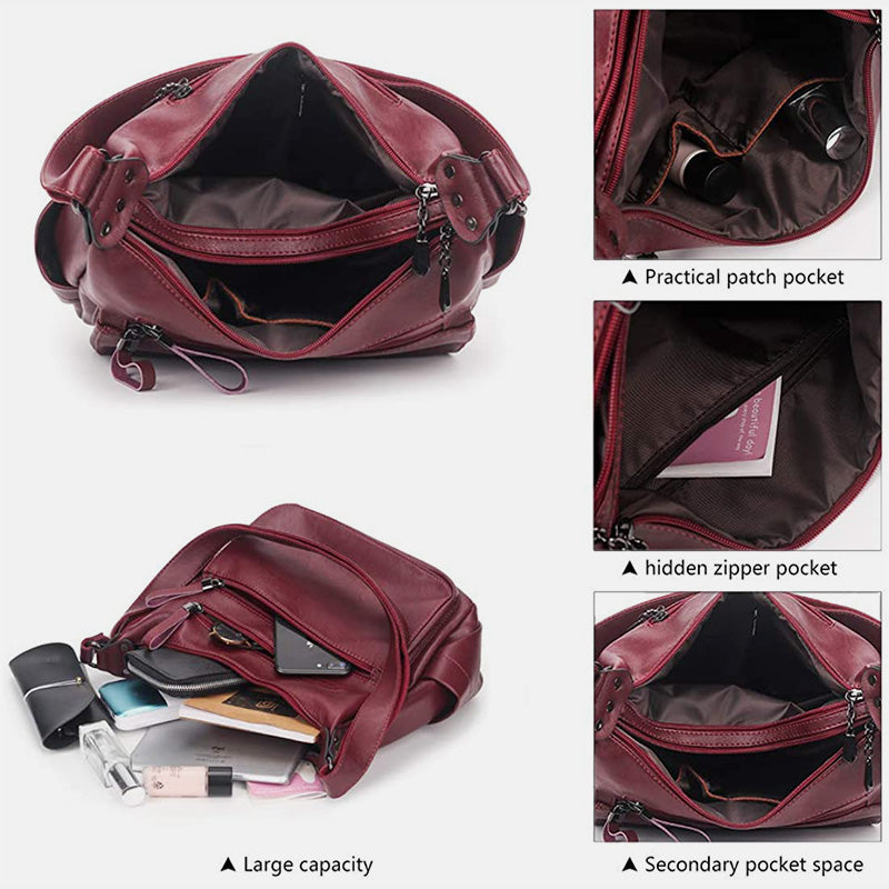Große Umhängetasche im Retro-Stil mit mehreren Taschen - image 3