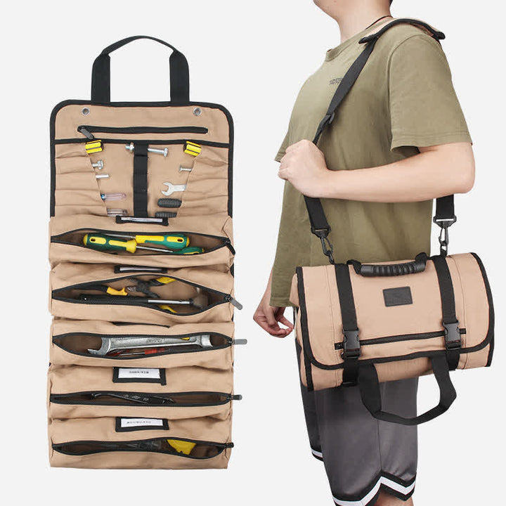 Werkzeugtasche mit Rollen, 453 g, gewachstes Canvas, Werkzeugrolle für Mechaniker, Elektriker, Hobbybastler
