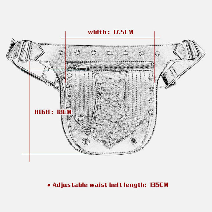 Steampunk Gürteltasche für Damen und Herren, Nietenleder, Hüfttasche