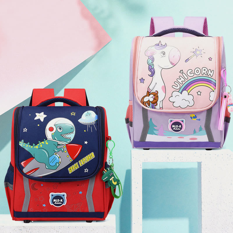 Rucksack für Kinder, niedlicher Cartoon-Einhorn-Dinosaurier, Oxford-Schultasche
