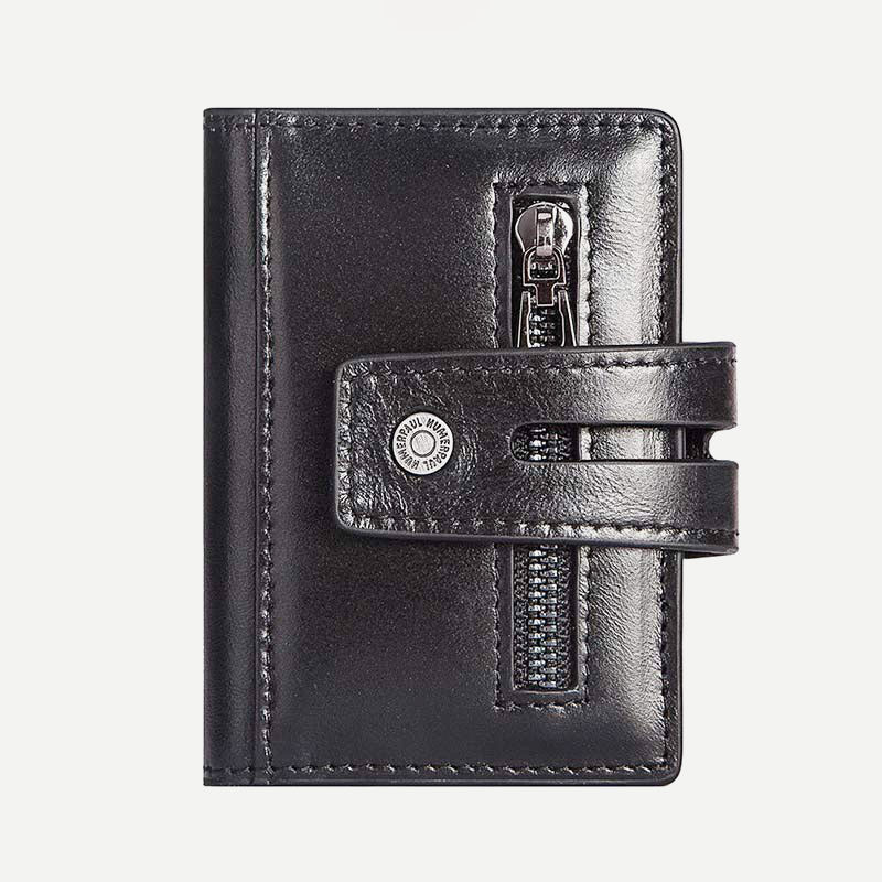 Echtes Leder Herren RFID Blocking Geldbörse Schnellzugriff Kartenhalter