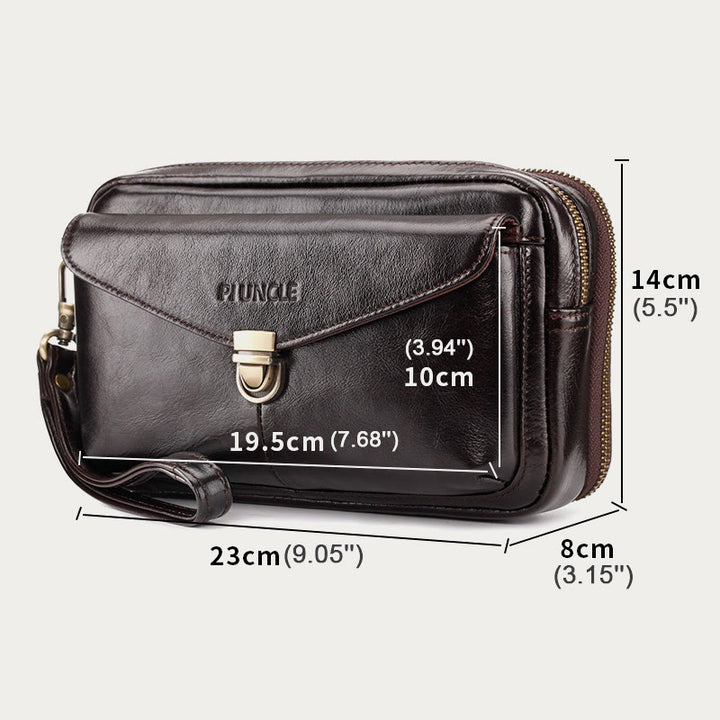 Echtes Leder Clutch Geldbörse Business Handtasche Handgelenk Tasche Fit 7,9 "Handy