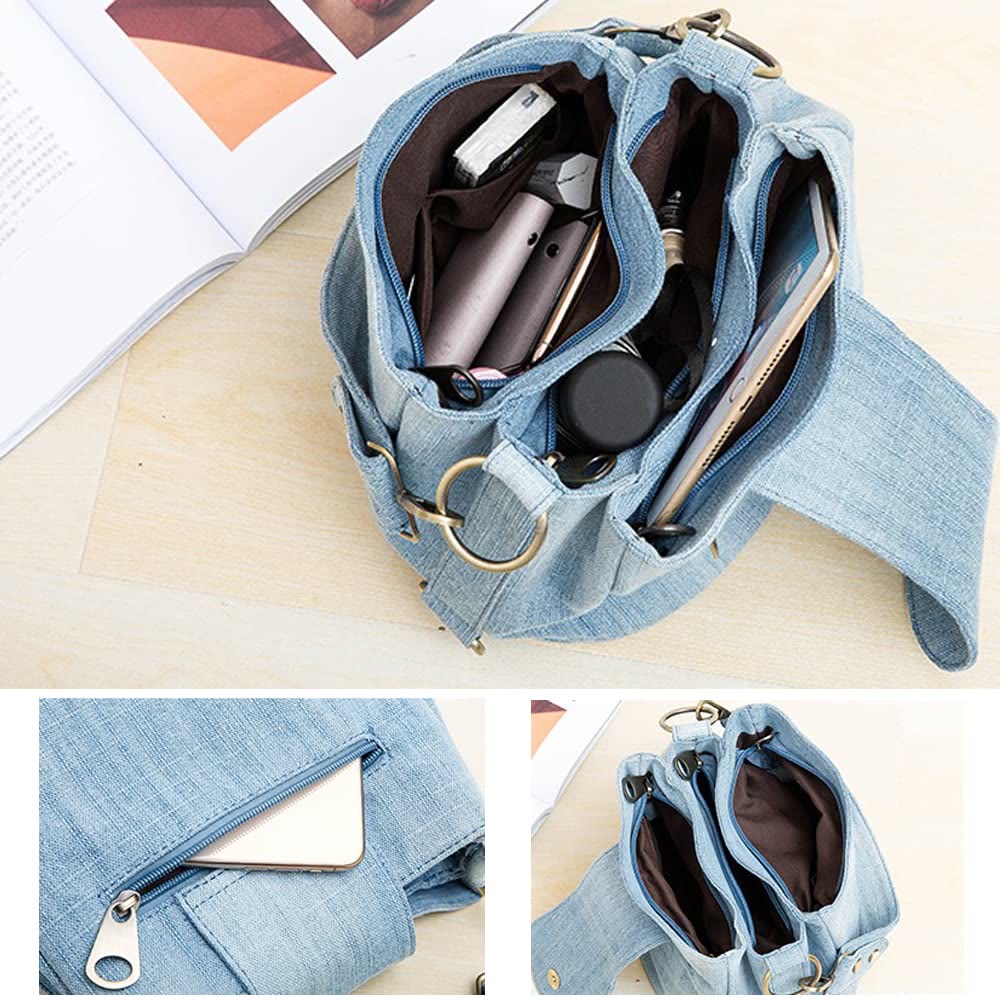 Denim-Unterarm-Beuteltasche für Damen, große Tasche mit Henkel