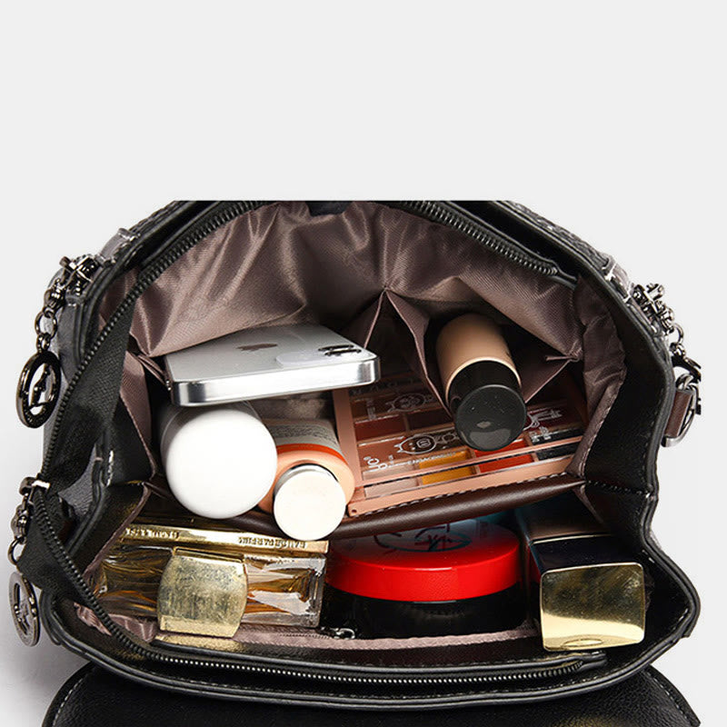 Handtasche mit Krokodil-Print für Damen, geräumige Umhängetasche aus PU-Leder