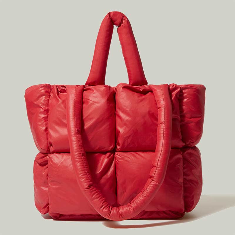 Gesteppte Puffer-Einkaufstasche mit großem Fassungsvermögen für Damen, weich gepolsterte Daunenhandtasche
