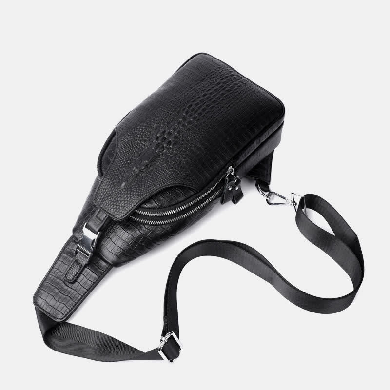 Krokodilleder Sling Bag Brust Rucksack Outdoor Reisen Wandern Sport Daypacks