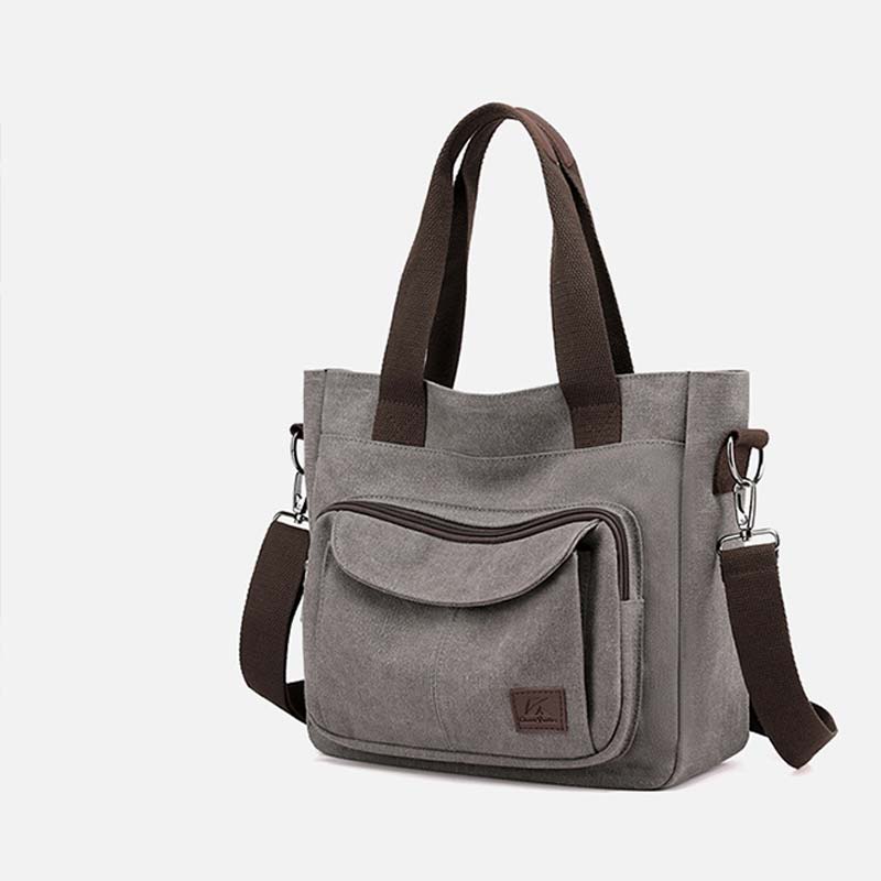 Damen Handtasche aus Canvas mit Griff und mehreren Taschen, Umhängetasche, Schultertasche, Tote, Geldbörse