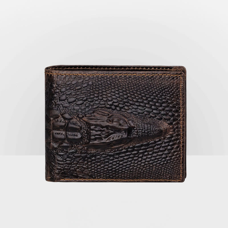 Echtes Leder Krokodil Gravur Brieftasche Retro Bifold Brieftasche