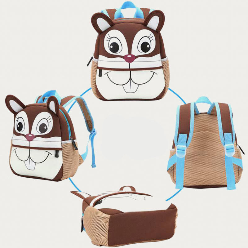 Rucksack für Kinder, süßes Cartoon-Tiermuster, Nylon, Schultasche