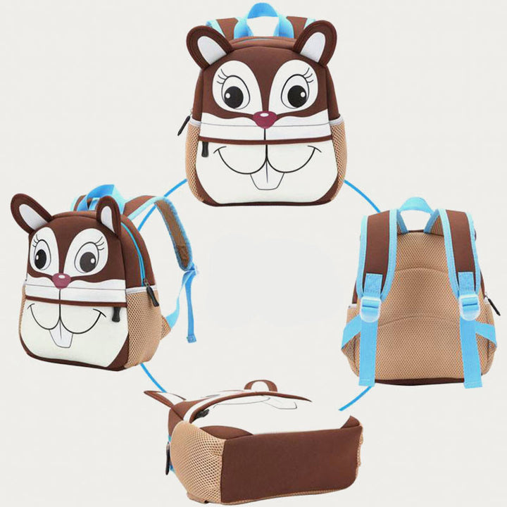 Rucksack für Kinder, süßes Cartoon-Tiermuster, Nylon, Schultasche