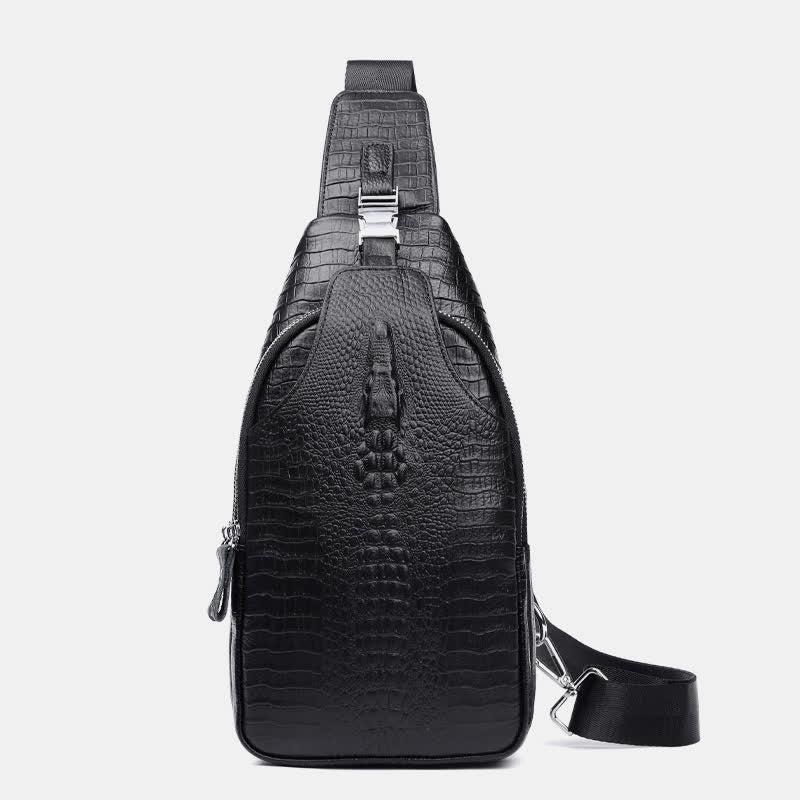 Krokodilleder Sling Bag Brust Rucksack Outdoor Reisen Wandern Sport Daypacks