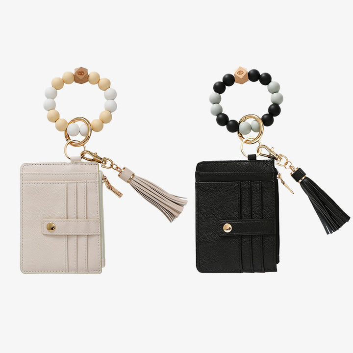 Handgelenktasche mit Silikonperlen und Quaste für Damen