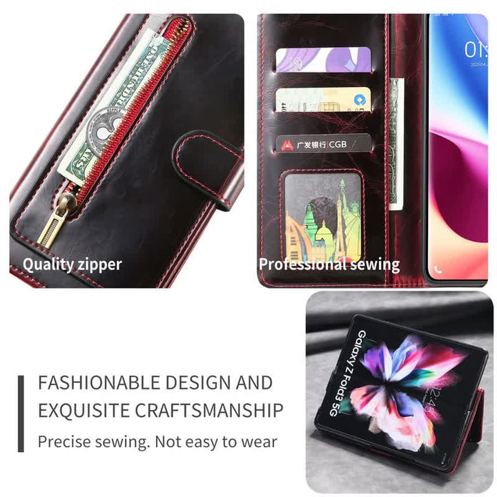 Z Fold 4 /3 Hülle Brieftasche für Frauen Männer PU Leder Flip Kickstand Telefonabdeckung