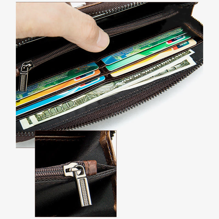 Herren Krokodil Print Brieftasche Business Echtes Leder Lange Geldbörse