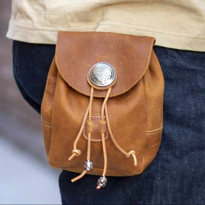 Echtes Leder Kordelzug Beutel Handtasche Hüfttasche Tragbare Brieftasche Gürteltasche