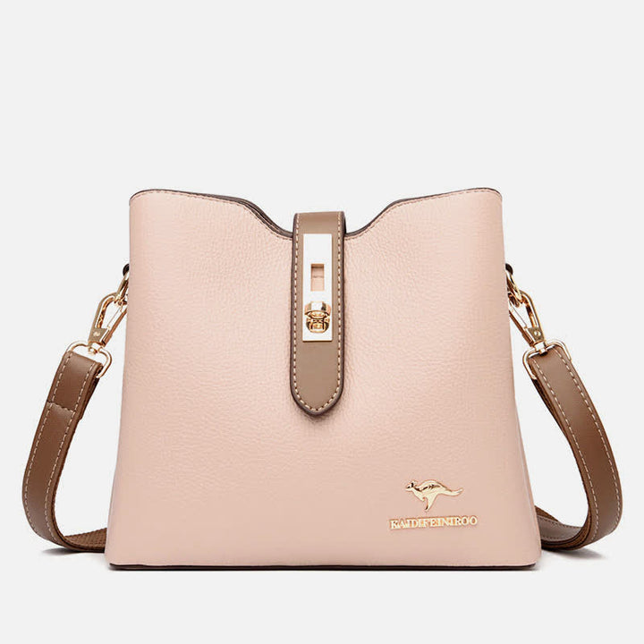 Kleine Umhängetasche mit drei Fächern für Damen, Schultertasche aus Leder