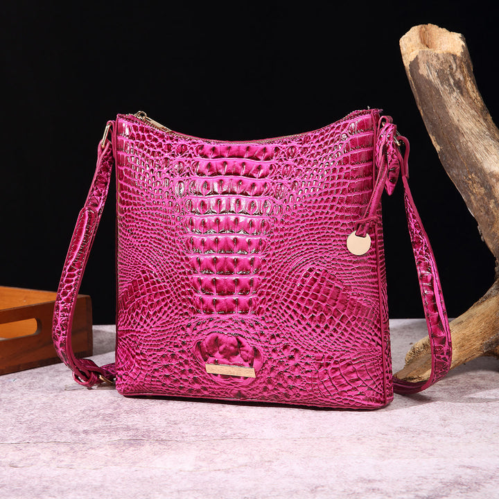 Umhängetasche für Damen, Retro-Krokodilmuster, Leder, Dating-Tasche