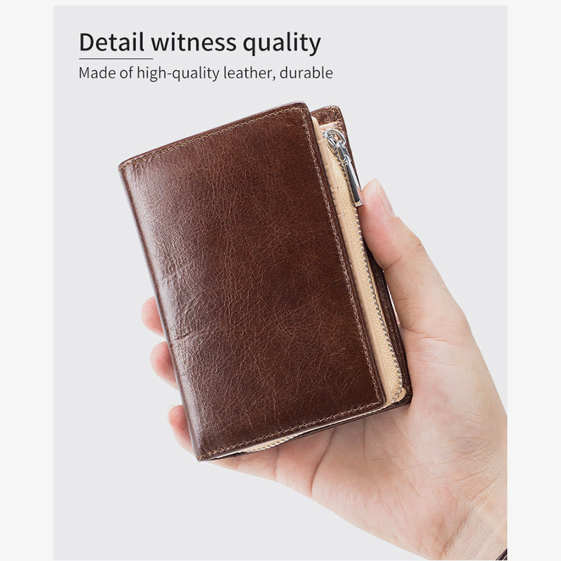 Herren Kurze Brieftasche Für Business Retro Multifunktions Leder Geldbörse