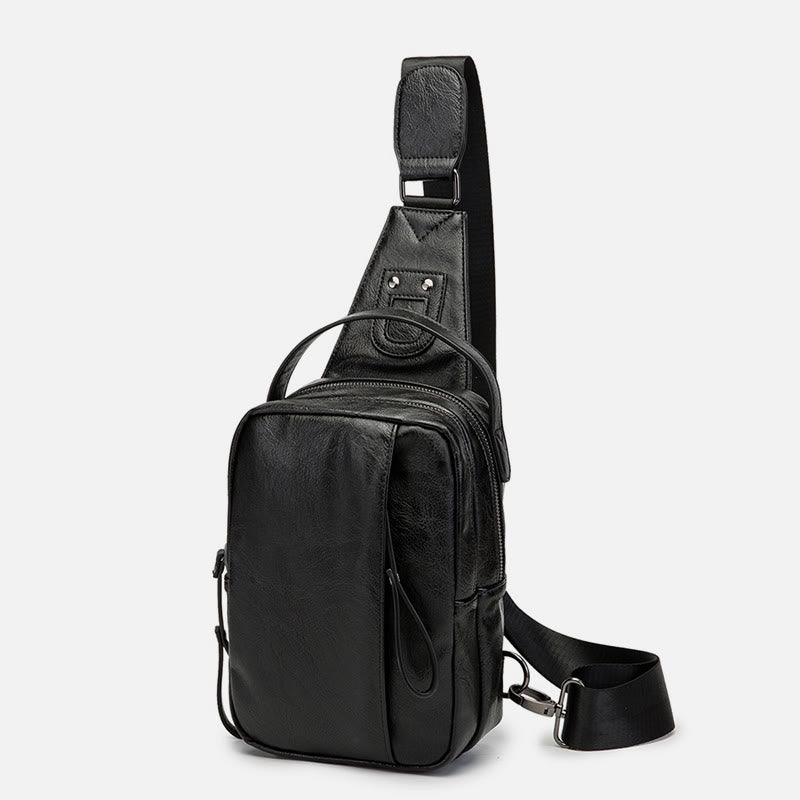 Schultertasche für Herren, Freizeit, Sport, Umhängetasche aus Leder