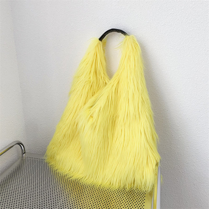 Große Umhängetasche für Damen, Party-Tasche aus Kunstpelz und Plüsch