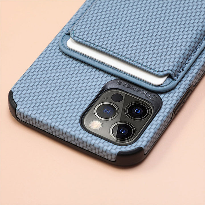 Magnetische Telefon-Geldbörse für iPhone-Telefonhülle mit Faserstruktur und magnetischem Kartenhalter