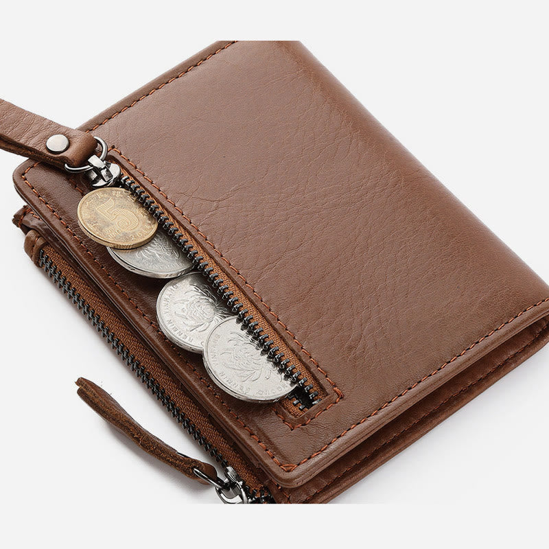 Echtes Leder RFID Geldbörse für Männer Minimalistische große Retro Geldbörse