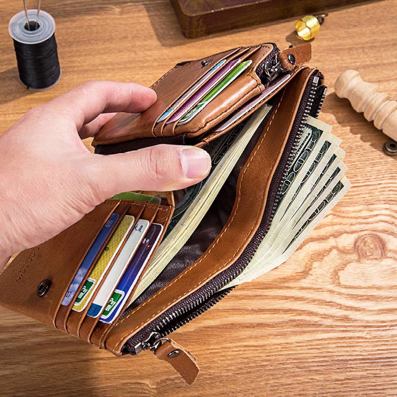 RFID-blockierende Geldbörse mit mehreren Steckplätzen und Münzfach