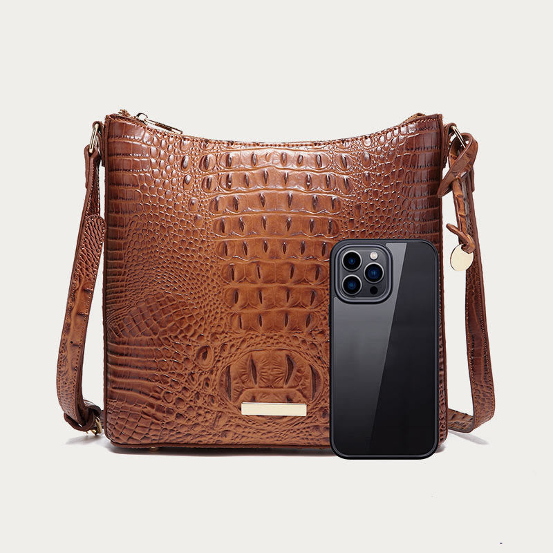 Umhängetasche für Damen, Retro-Krokodilmuster, Leder, Dating-Tasche