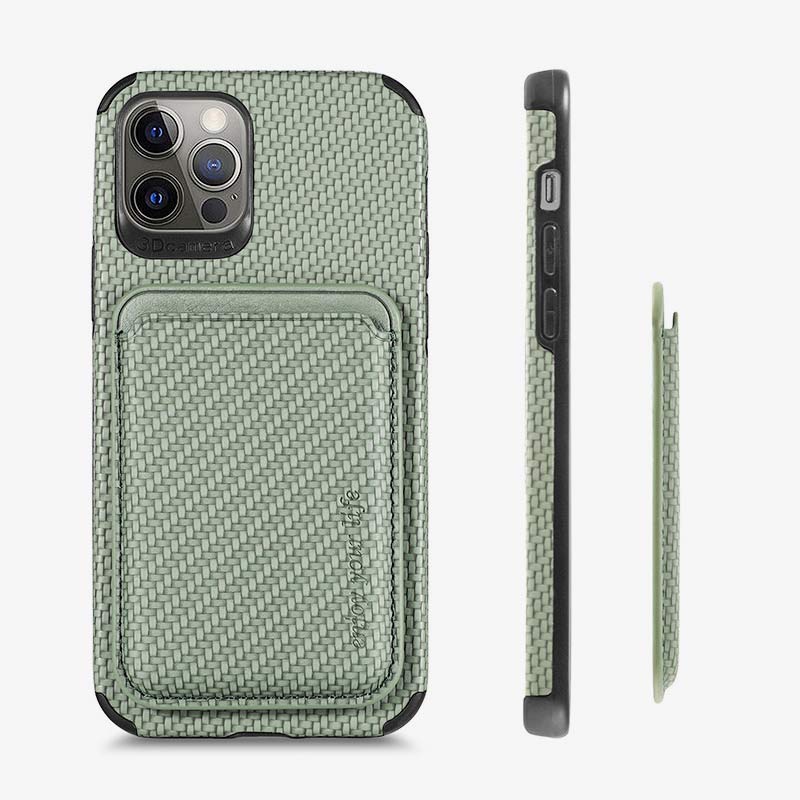 Magnetische Telefon-Geldbörse für iPhone-Telefonhülle mit Faserstruktur und magnetischem Kartenhalter