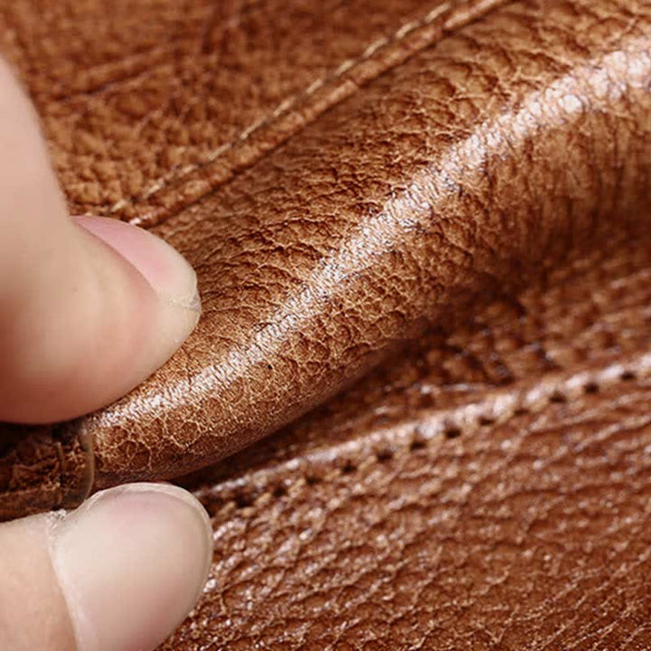 RFID Retro Dreifach faltbare Geldbörse aus echtem Leder