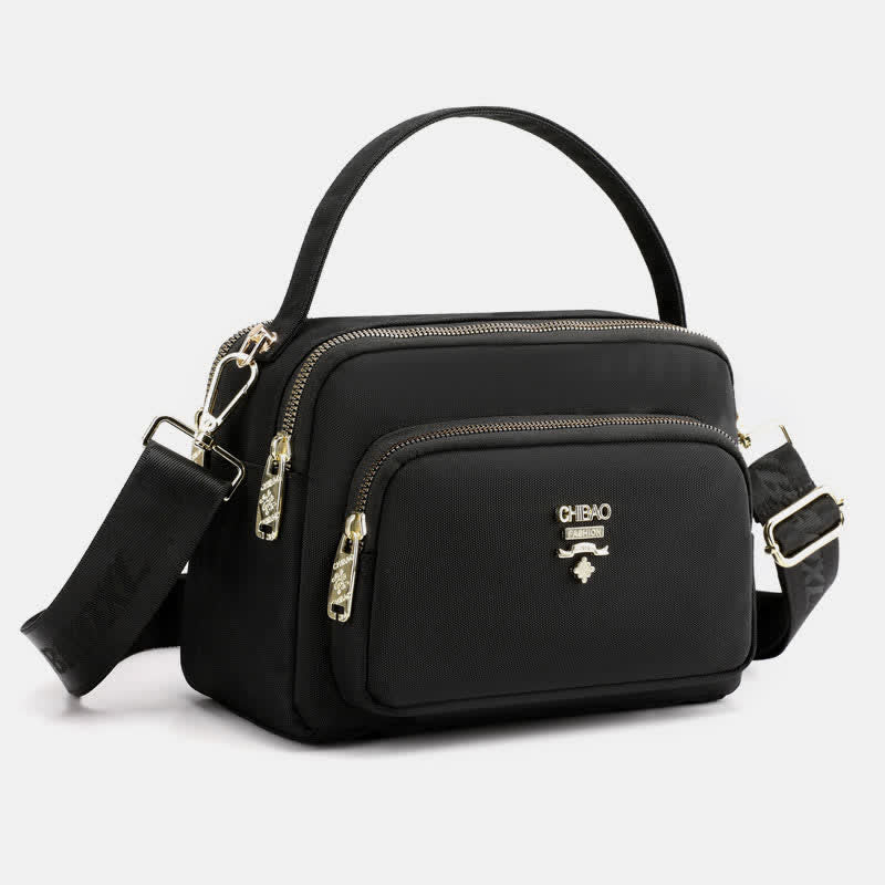 Umhängetasche mit Dreifach-Reißverschluss für Damen, wasserdichte, leichte Schulterhandtasche aus Nylon