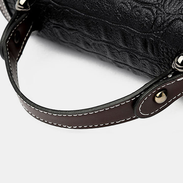 Handtasche mit Krokodil-Print für Damen, geräumige Umhängetasche aus PU-Leder