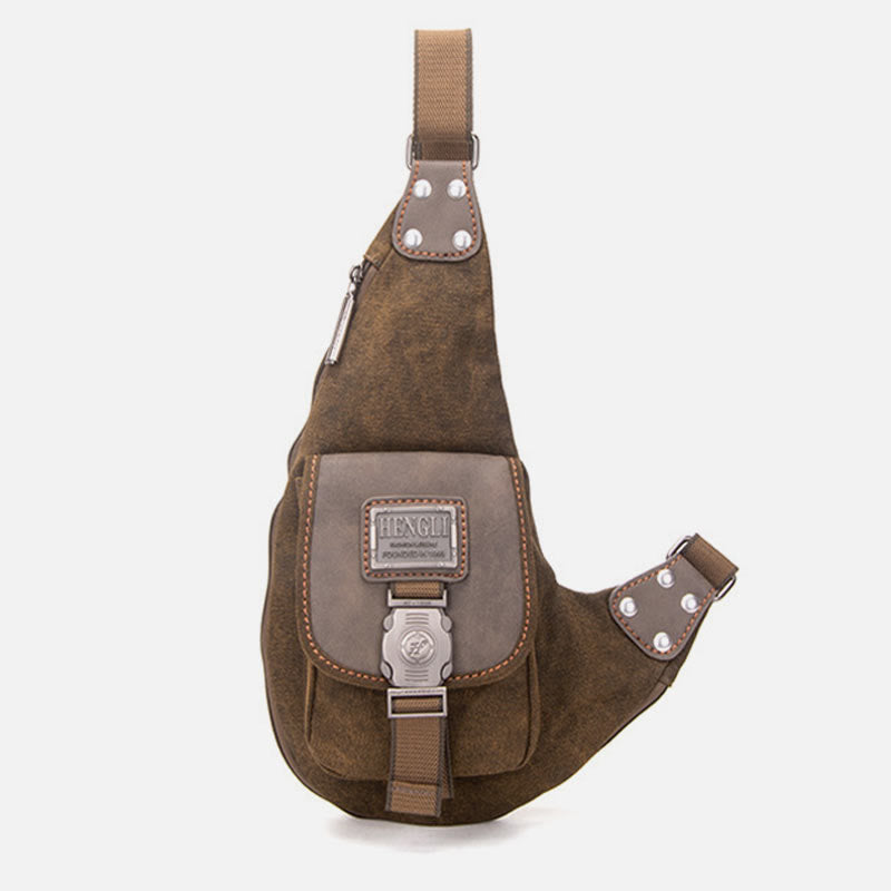 Multifunktionale Canvas-Brusttasche für Herren, Freizeit-Umhängetasche