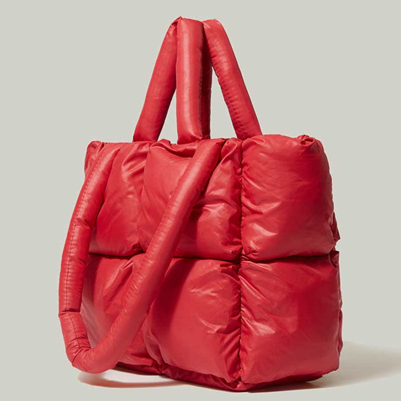 Gesteppte Puffer-Einkaufstasche mit großem Fassungsvermögen für Damen, weich gepolsterte Daunenhandtasche