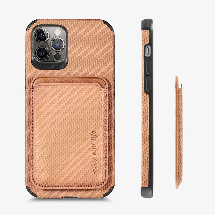 Magnetische Telefon-Geldbörse für iPhone-Telefonhülle mit Faserstruktur und magnetischem Kartenhalter