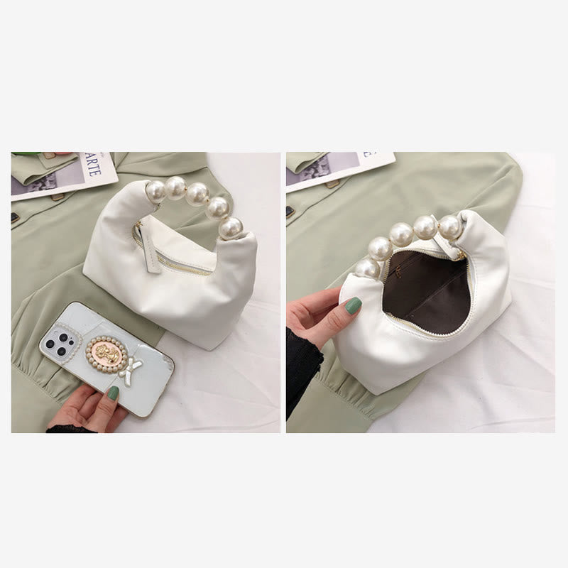 Perlenhandtasche für Damen, Party, veganes Leder, Umhängetasche, Abendtasche